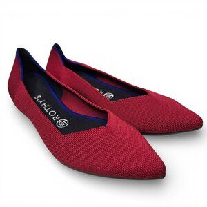 Rothy's The Point Knitted Flats Women Red Comfy Slip On Pointed Toe Casual 9